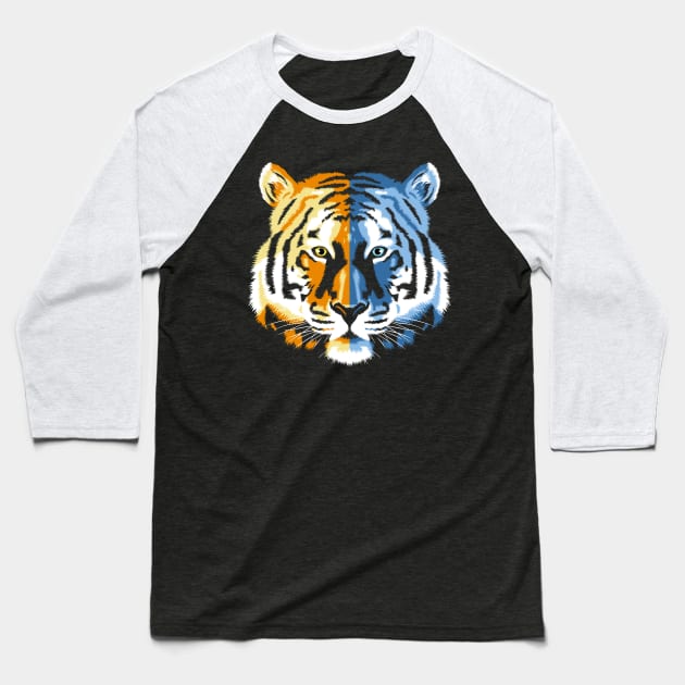 Tiger orange blue Baseball T-Shirt by albertocubatas